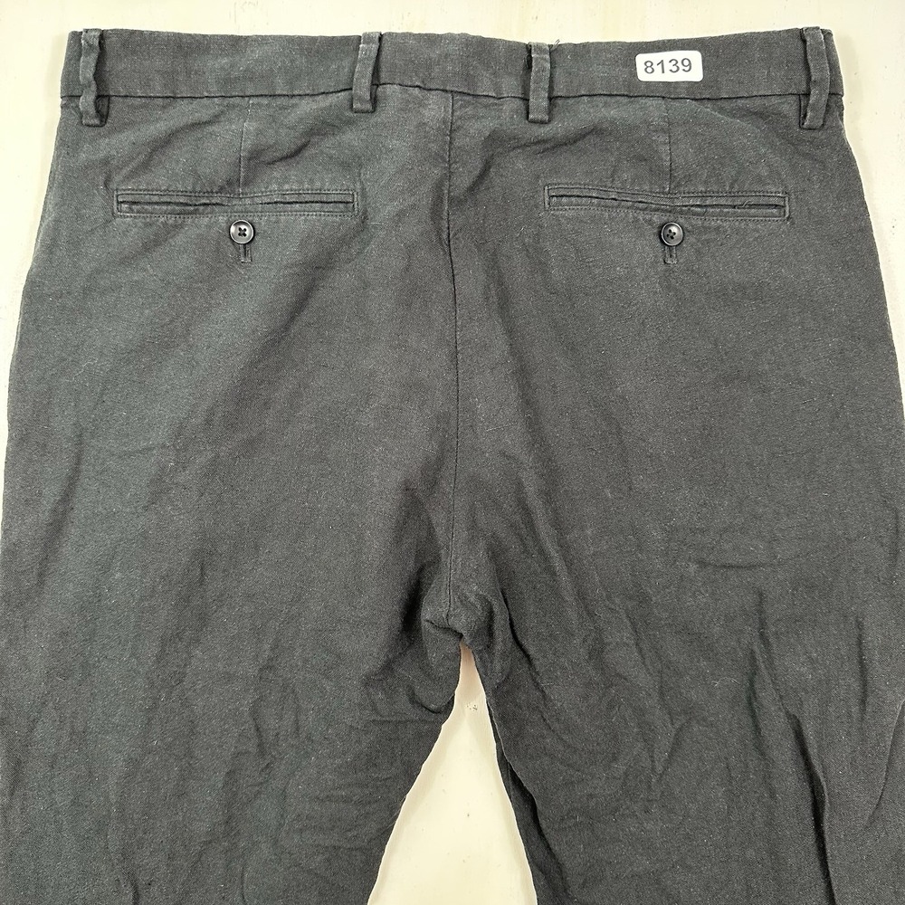 GAP‎ Thick Linen Cotton Pants Men 33x32 Black Slim Leg Trousers Chino Tapered